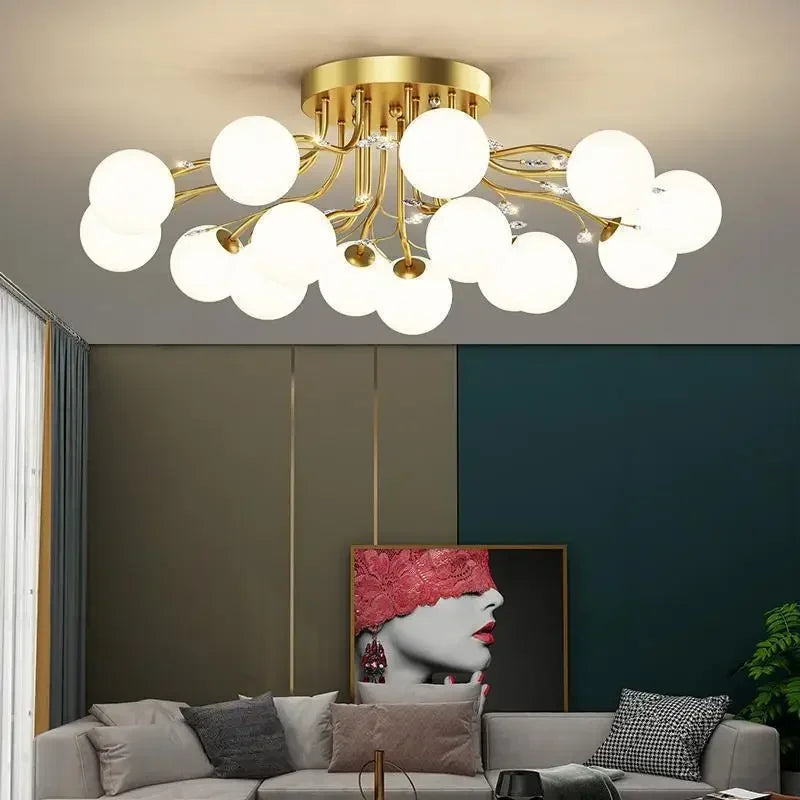 Creative Iron LED Ceiling ChandelierStarry Glass Lamp Living Dining Room bedroom kitchen Loft light Home Decor Stylish Luminaire