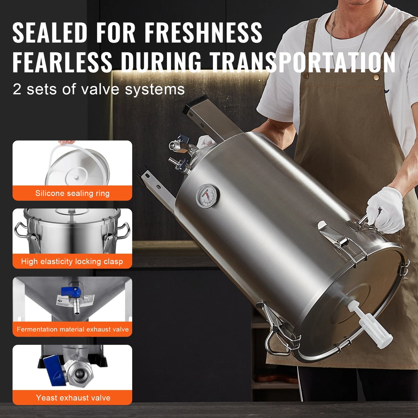 SucceBuy 8 16 GALLON Beer Brew Fermentor Brew Bucket Fermentor for Brewing Home Brewing Supplies with Base Kettle Stock Pot