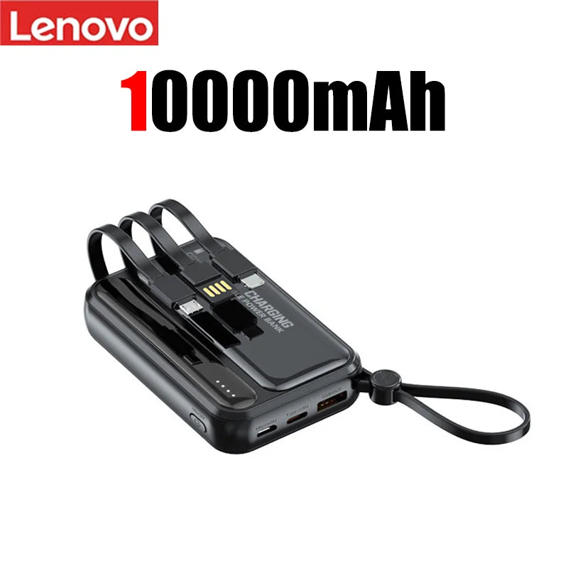 Lenovo 50000mah Large Capacity Power Bank 4in1 Built In Cables Intelligent Digital Display Light Portable Battery For Iphone New