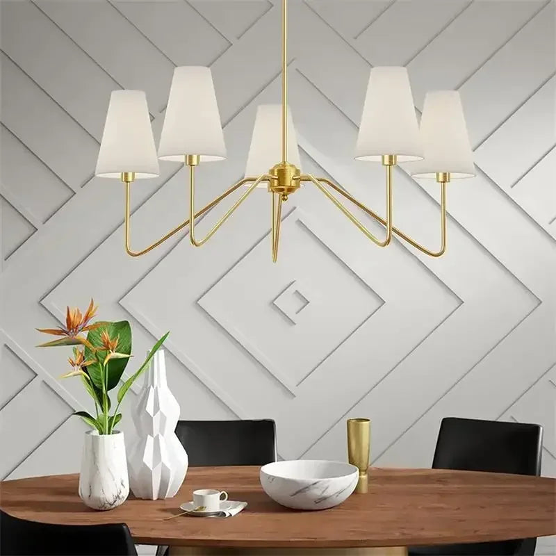 Modern Salon Home Decor Pendant Lights American Style White Linen Shades Led Lamp Living Room Dining Table Bedroom Chandeliers