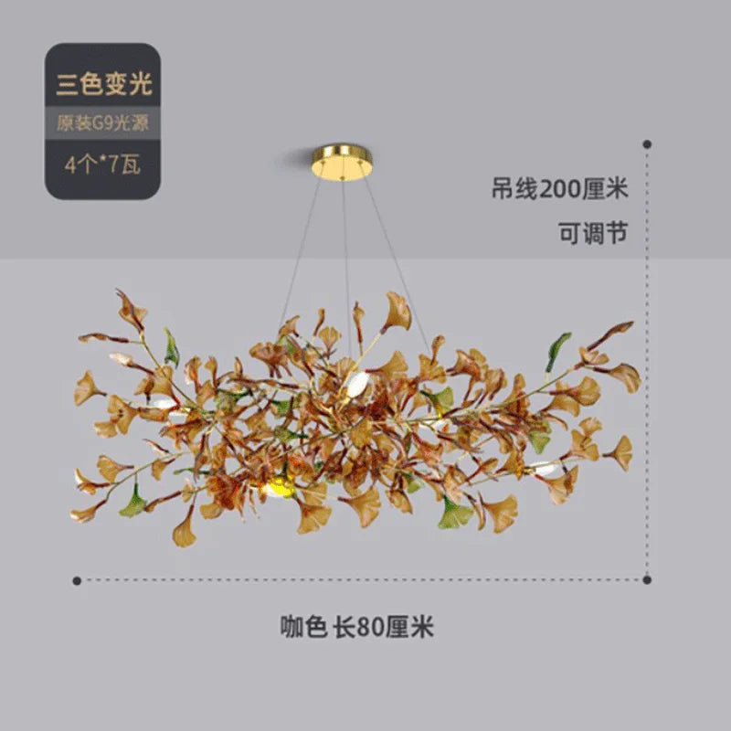 Custom Modern Ginkgo Chandelier - Luxury Glass Lighting for Dining Room, Living Room & Villa Home Decor
