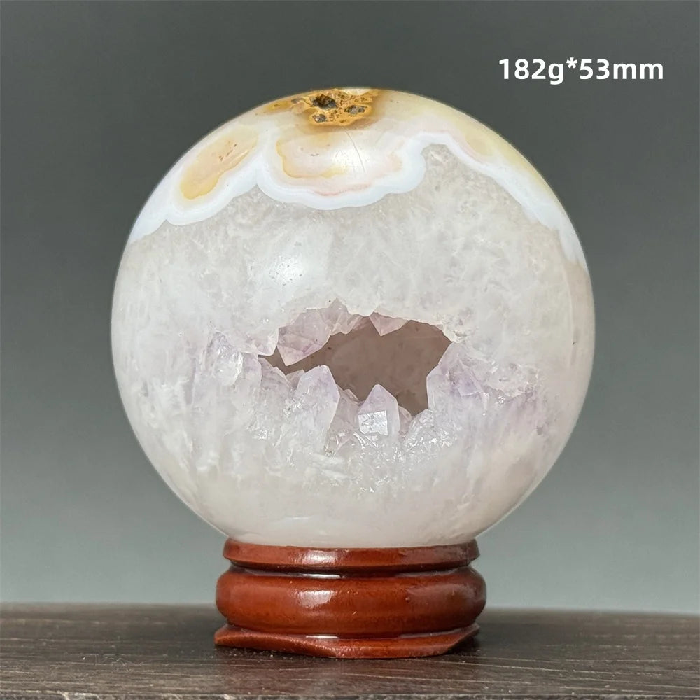 Natural Quartz Crystal Agate Open Mouth Smile Ball Treatment Reiki Witchcraft Meditation Spiritual Energy Home Decor