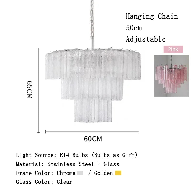 Luxury Italian Crystal Strips Murano Chandelier Customizable Ceiling Pendant Light for Villa Living Room High-End Home Decor