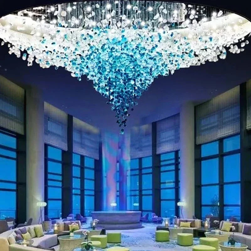 Crystal Stone Ceiling Chandelier Lighting Modern Stair Long LED Pendant Lamp for Room Home Decor Suspension Luminaire Hanglamp