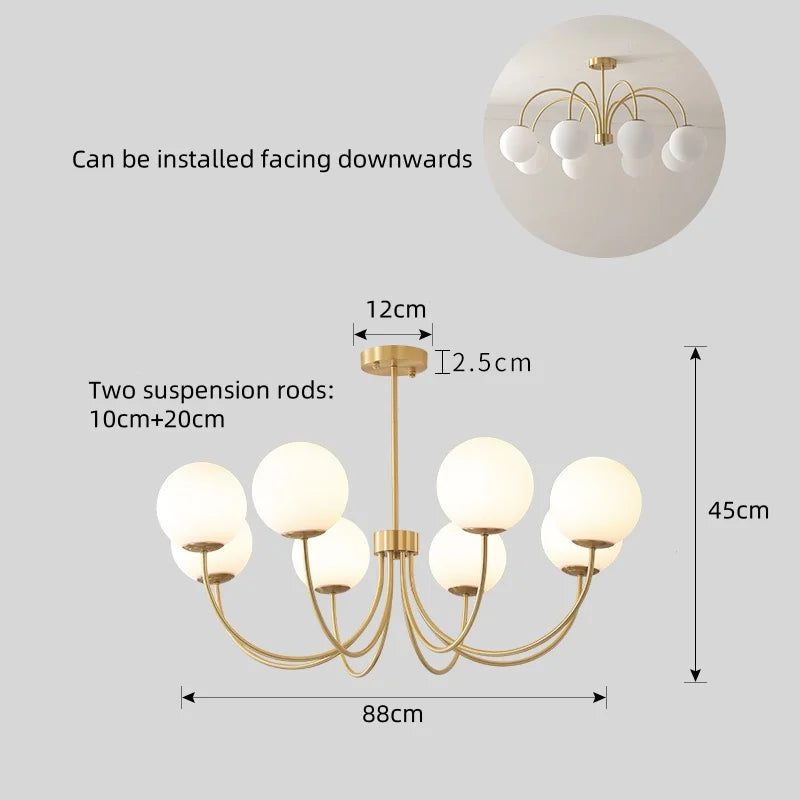 Nordic Luxury Glass Pendant Light Simple Chandelier Indoor Lighting for Living Room Bedroom Dining Room Home Decor Hanging Lamp