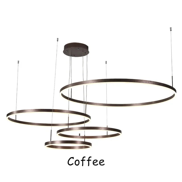 Modern Led Ceiling Chandelier home decor Brushed Rings Mounted For Bedroom Living Room Hanging Lamp Lustre Indoor Lighting