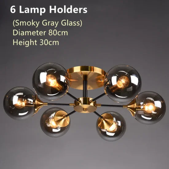 LED Ceiling Lamp Restaurant Bubble Glass Flower LED Ceiling Pendant Light Stylish Luxury Master Bedroom Ceiling Lamps Home Decor