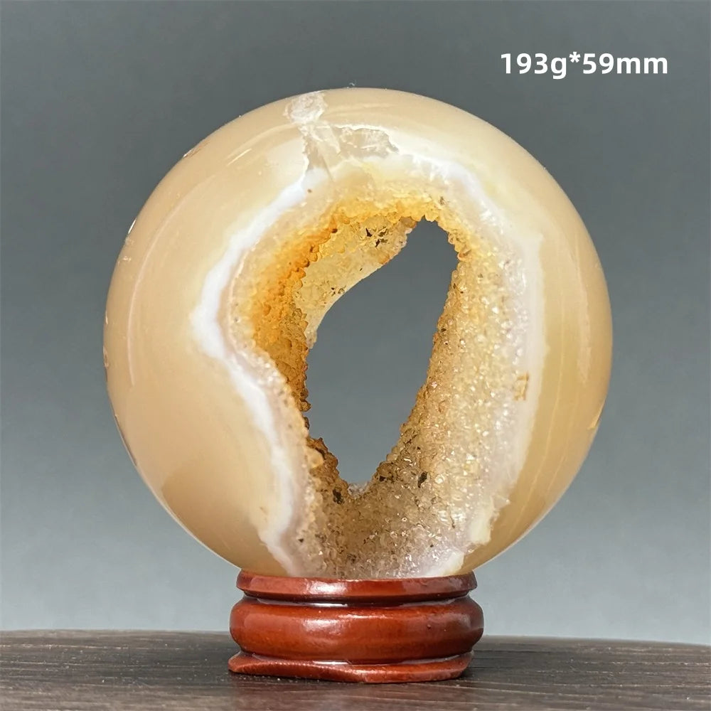 Natural Quartz Crystal Agate Open Mouth Smile Ball Treatment Reiki Witchcraft Meditation Spiritual Energy Home Decor