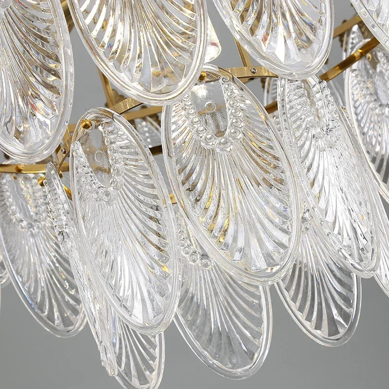 Modern Leaves Glass Ceiling Hanging Chandeliers Led Round Pendant Lights For Living Dining Room Bedroom Lamps Home Decor Lustre