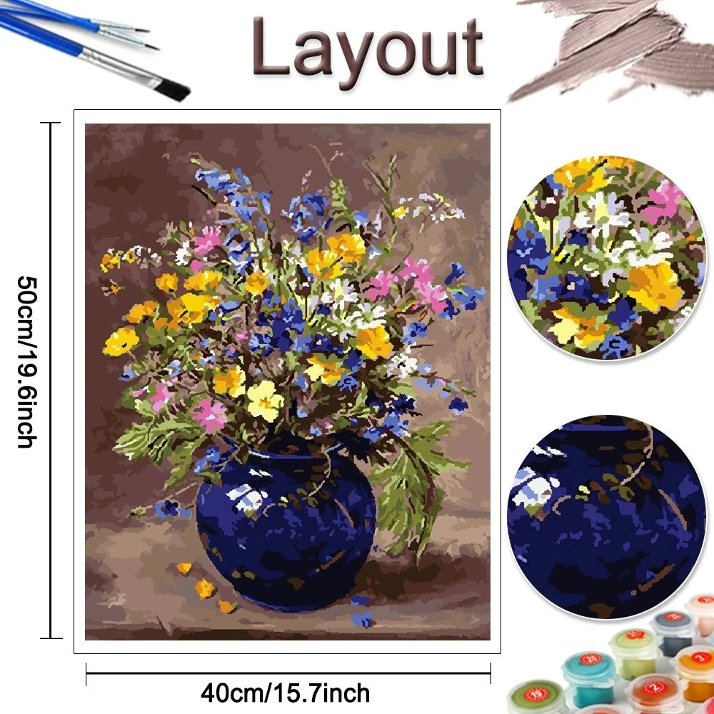 HUACAN Diy Oil Painting By Numbers Flowers HandPainted Drawing Canvas Kits DIY Home Decor Gift Pictures