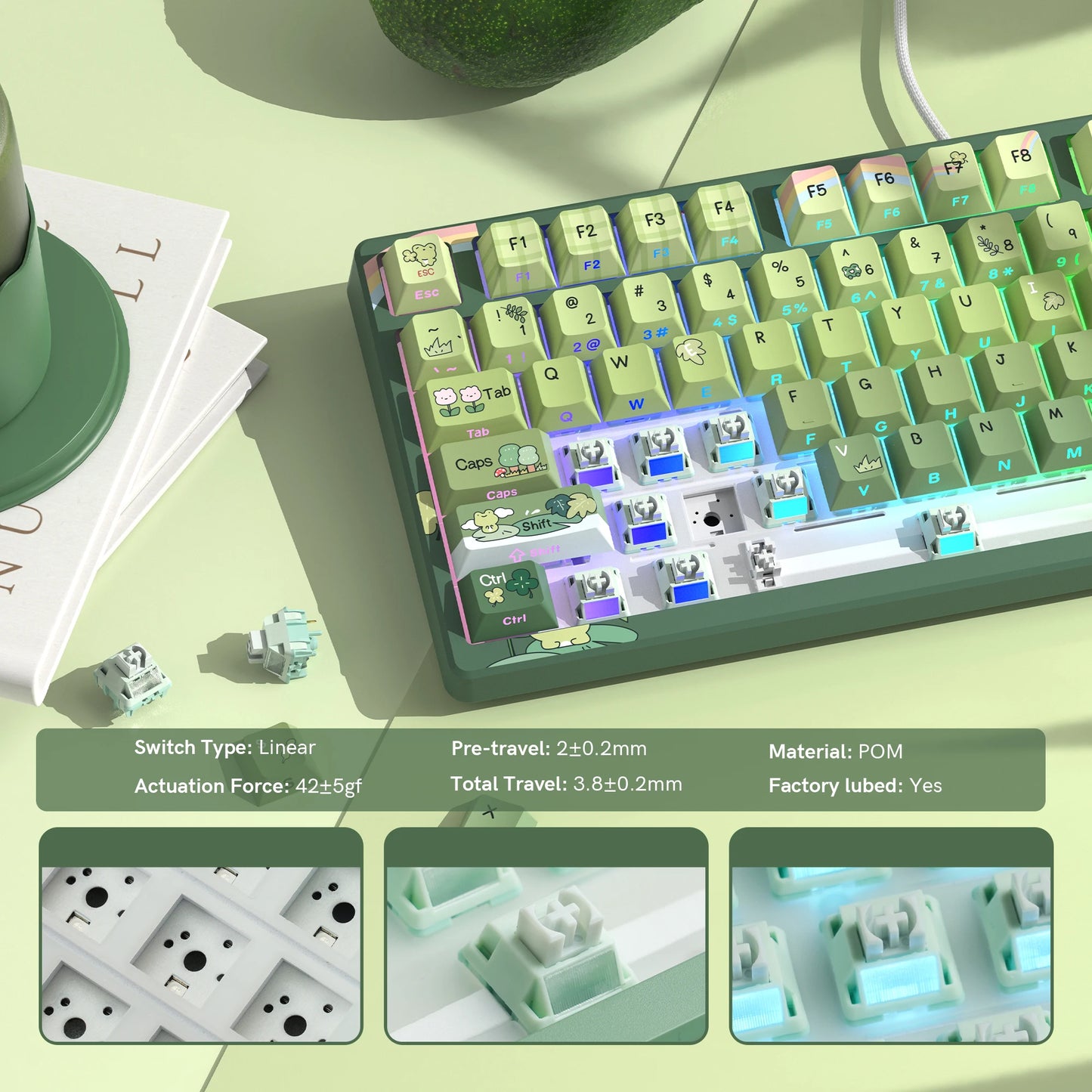 Womier S-K80 Green 75% Keyboard with Color OLED Display Mechanical Gaming Keyboard Hot Swap Keyboard Gasket Mount RGB  Keyboard