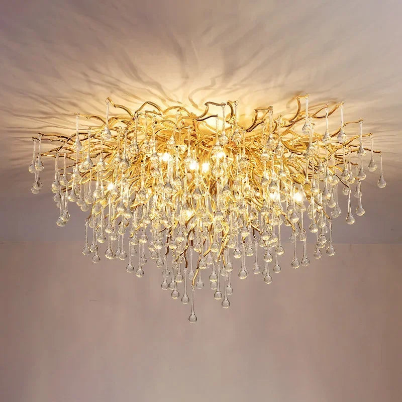 Luxury Gold Crystal Chandelier Modern Gold Ceiling Light for Dining Room Living Room Lobby Kitchen Home Decor