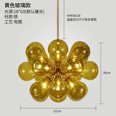 New Children's Room Bedroom Designer Glass Chandelier Modern Minimally Living Room Restaurant Pendant Lamp Home Decor LED Light