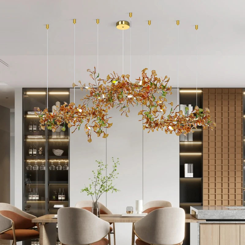 Custom Modern Ginkgo Chandelier - Luxury Glass Lighting for Dining Room, Living Room & Villa Home Decor