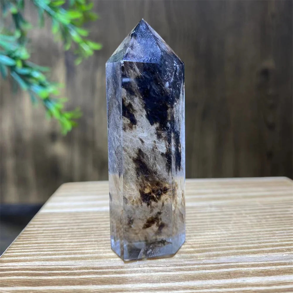 Smelting Fire Quartz Ghost Crystal Stone Point Tower Mineral Energy Healing Hexagonal Wand Home Decor Gift