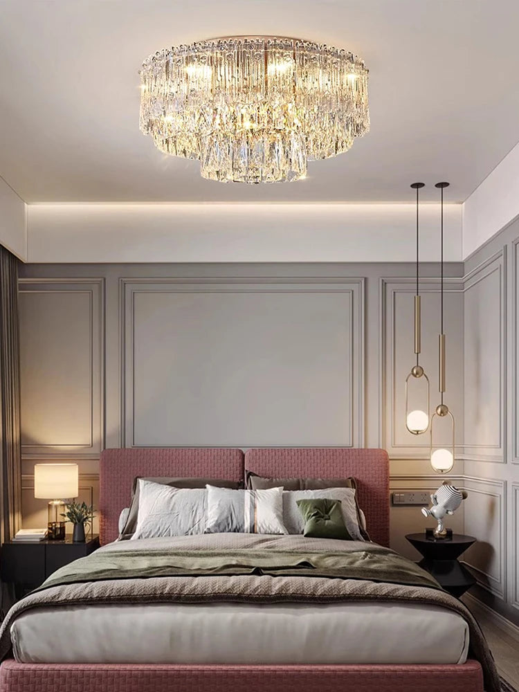 Crystal Rectangle Big Ceiling Lights LED Ceiling Chandelier Living Room Led Lamparas Para Techo Lighting for Lustre Home Decor
