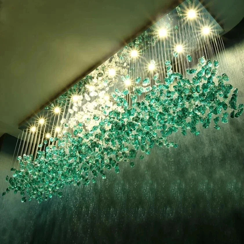 Luxury Cristal Lighting Fixtures Lobby Large LED Chandelier Modern Stone Crystal For Living Room Indoor Home Decor Hanging Lamps