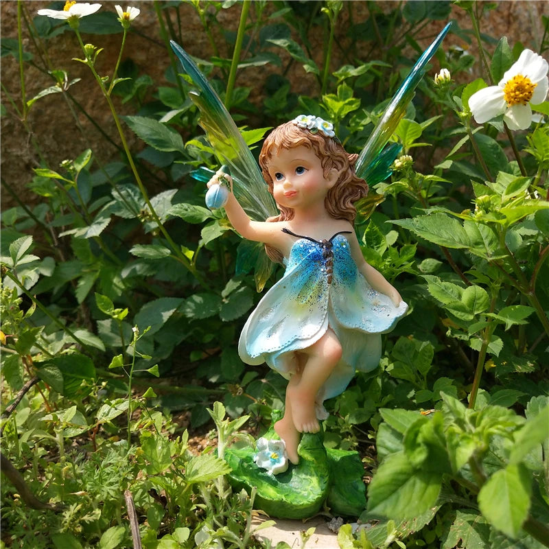 Outdoor Garden Decorative Home Decor Flower Fairy Wings Courtyard Country Ornaments Elegant Room Decorations Kawaii Figurine
