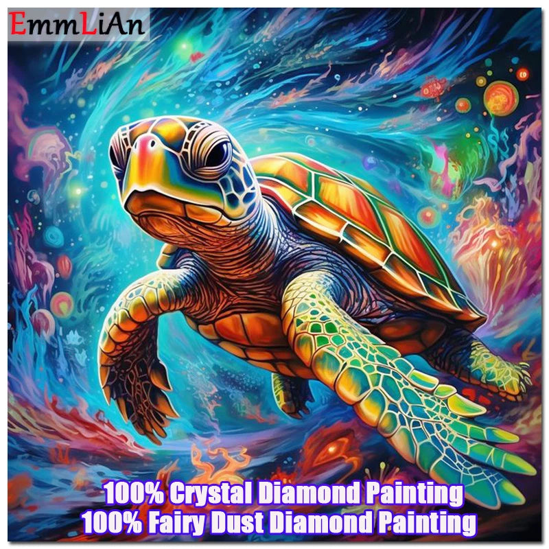 2024 NEW Full Crystal Diamond Painting Dolphin Cross Stitch Kit Turtle Fairy Dust Diamond Mosaic Animal Rhinestones Home Decor