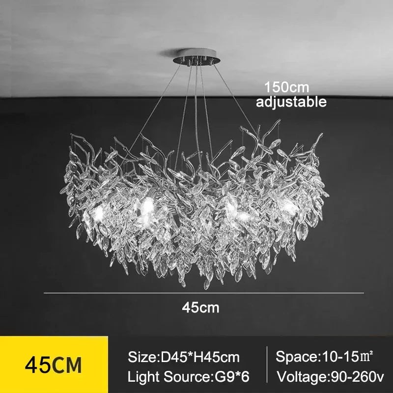 Luxury Modern Crystal Ceiling Chandelier Led Pendant Lamp Dining Living Room Bedroom Home Decor Silvery Wall Light Hanging Light
