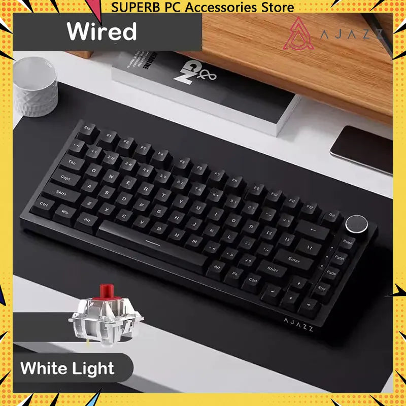 AJAZZ AK820 Wireless Gaming Mechanical Keyboard Hot Swap,75% Layout,Swappable Switch,Tri-mode Connectivity Esport Game Keyboard