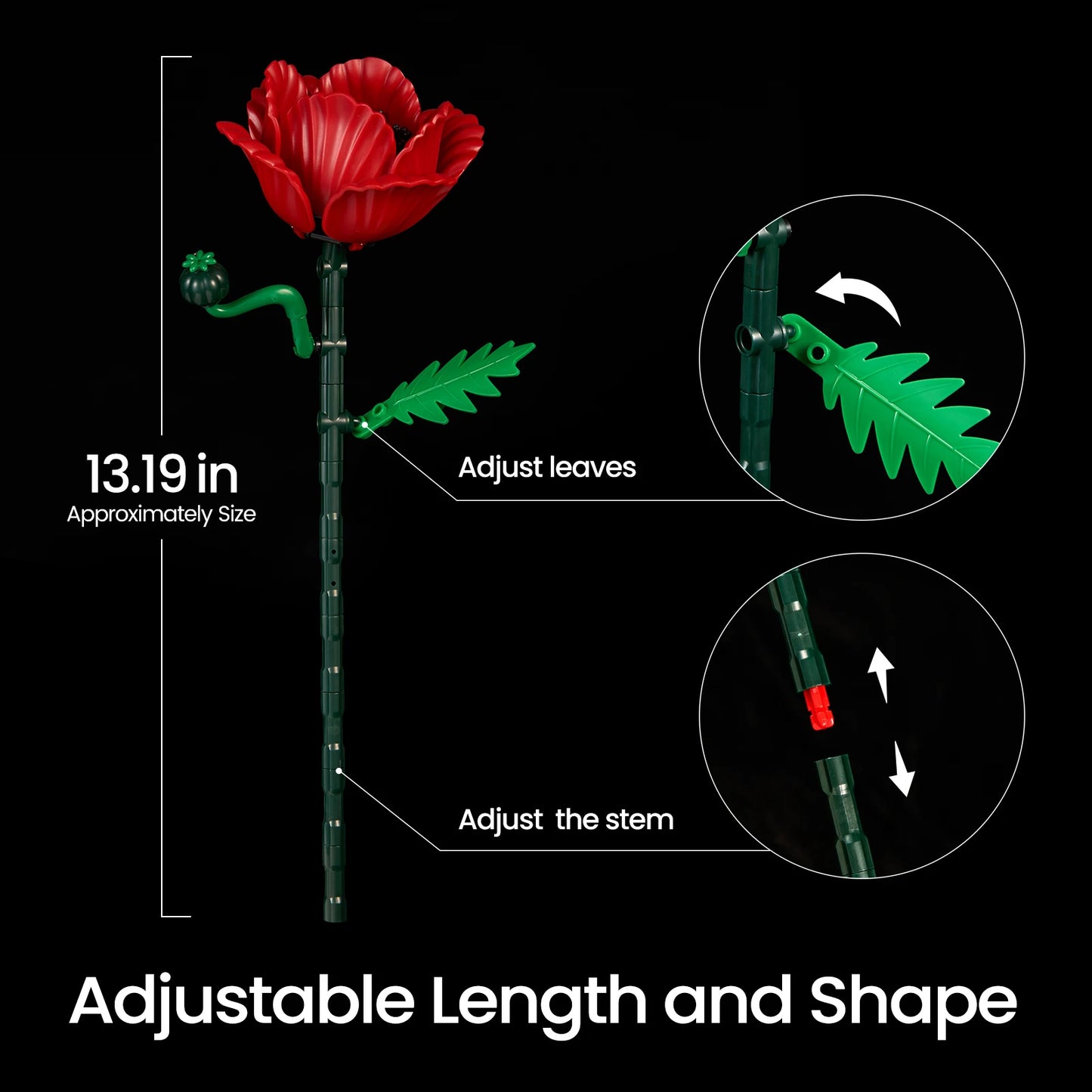Red Bouquet Artificial Flowers Building Set Blocks Floral Wedding Party Home Decor Botanical Brick Collection Christmas Gifts