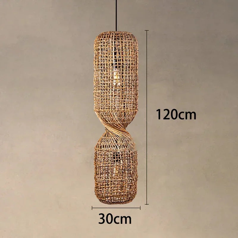 Japanese Wabi Sabi Retro Rattan Pendant Lamp Zen Tea Room Homestay Hotel Restaurant Bar Counter Chandelier Home Decor Lighting
