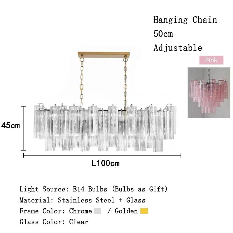 Luxury Italian Crystal Strips Murano Chandelier Customizable Ceiling Pendant Light for Villa Living Room High-End Home Decor