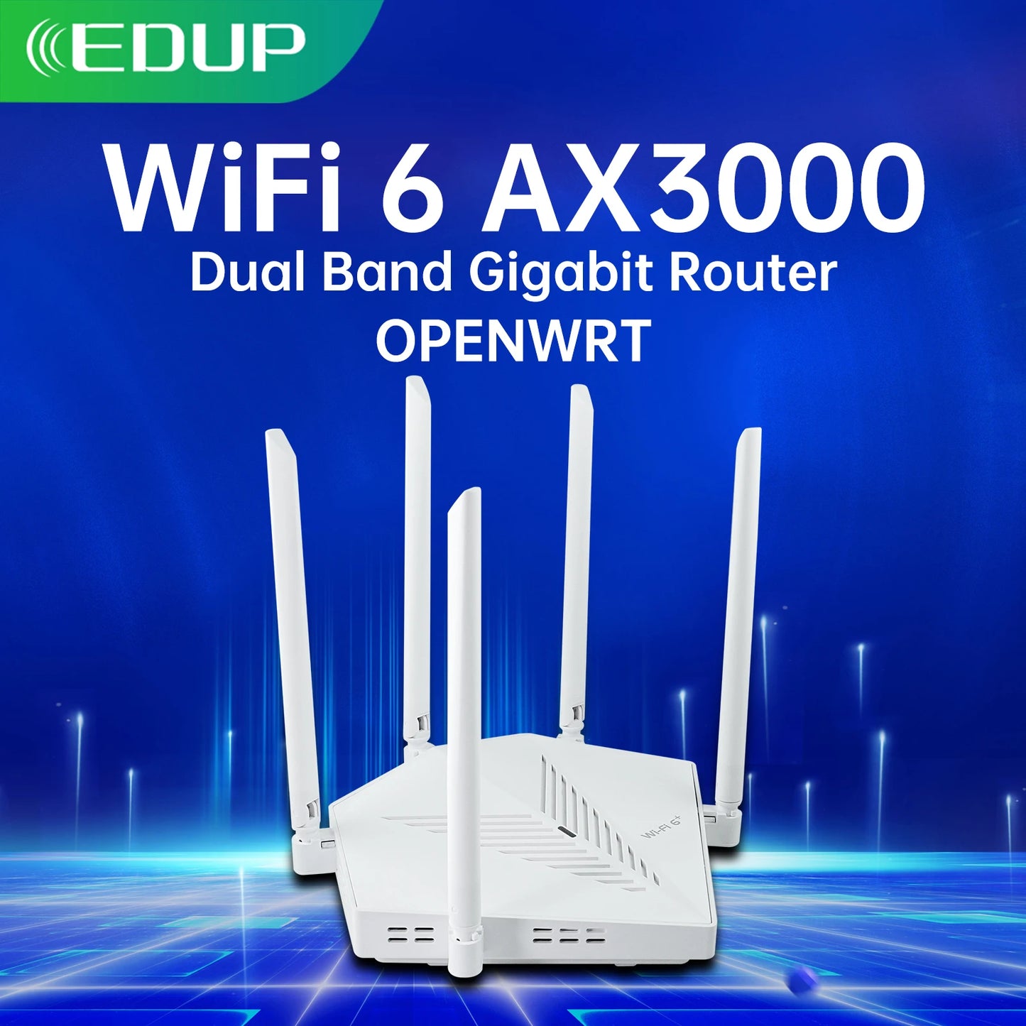 EDUP  RT2980 OPENWRT AX3000 3000Mbps Dual Band 2.4GHz 5GHz 802.11AX WIFI MIMO Gigabit WIFI6 Router EasyMesh Wide Signal Range