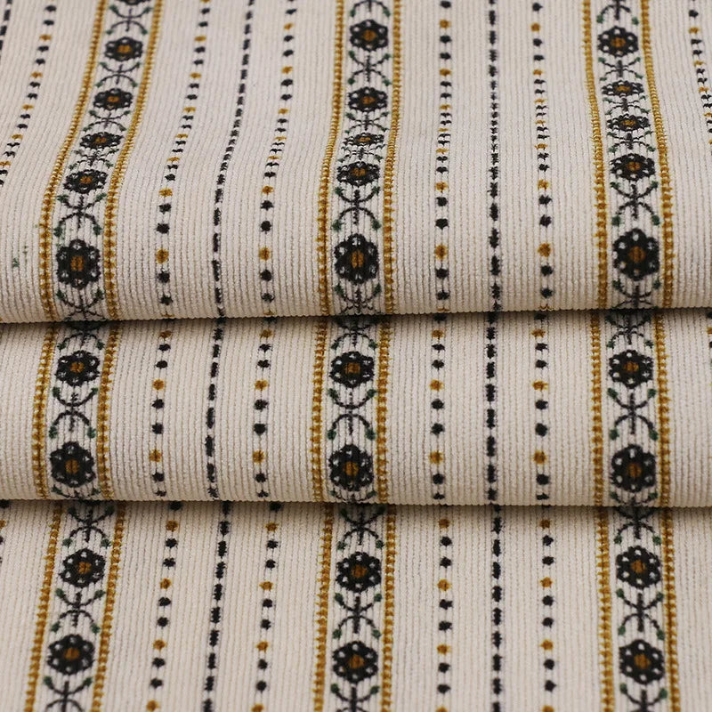 Corduroy Stripe Printed Fabric-Polyester for Women's Dresses Home Decor & DIY Quilting Fabric(by Meter)