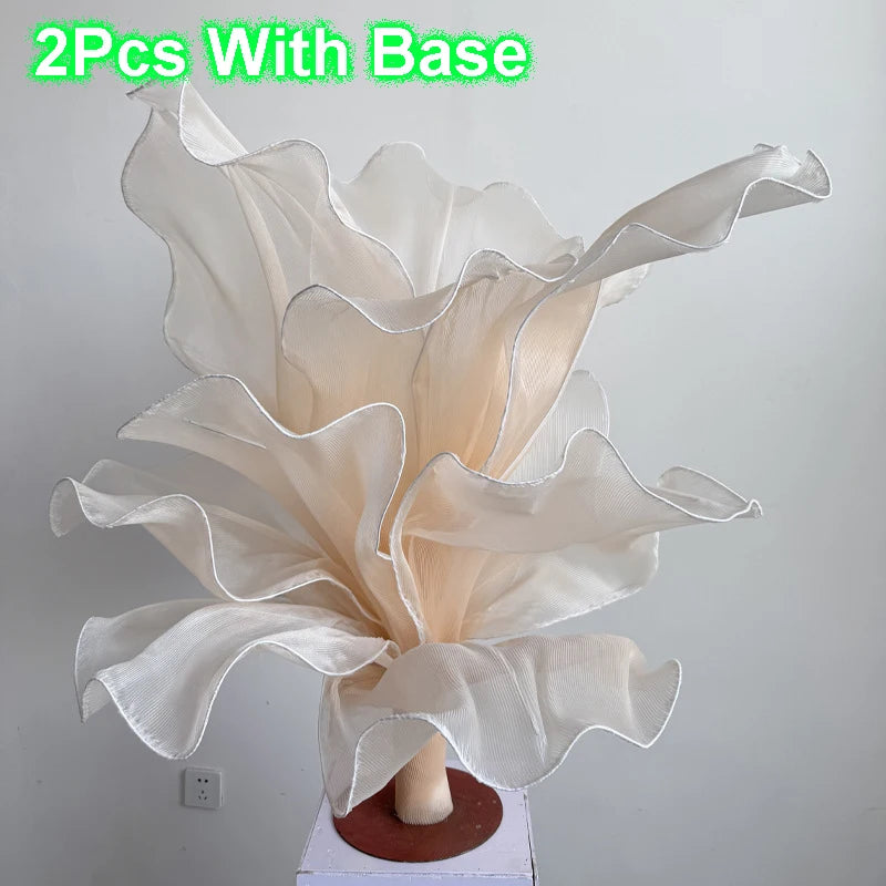 2Pcs Handmade Organza Table Flower Artistic Yarn Floral Ornament Artificial Flower for Window Display Shooting Prop Home Decor