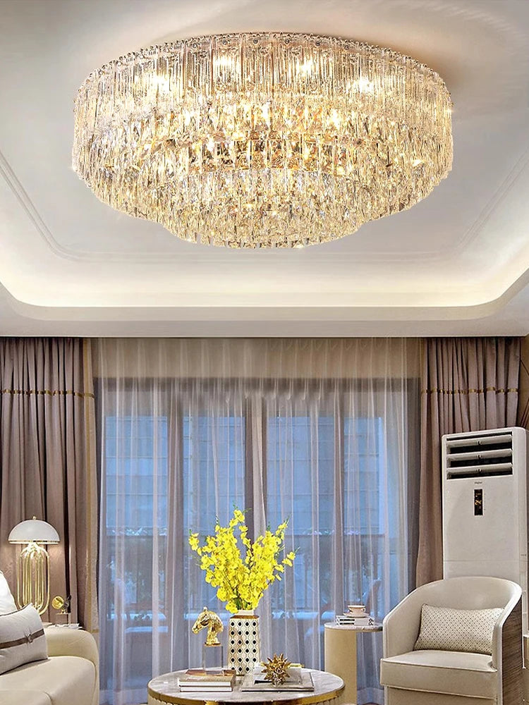 Crystal Rectangle Big Ceiling Lights LED Ceiling Chandelier Living Room Led Lamparas Para Techo Lighting for Lustre Home Decor