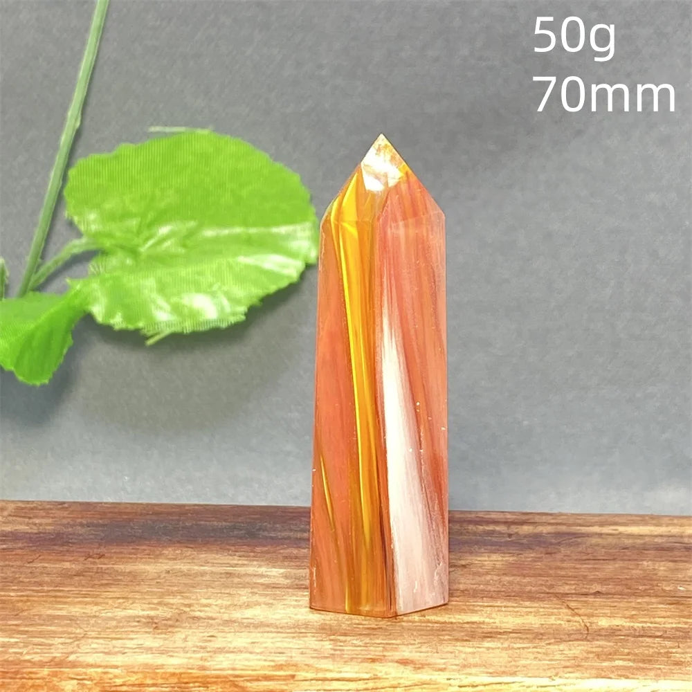 1PC Natural Tiger Skin Smelted Stone Crystal Tower Yellow Stripe Pyramid Obelisk Home Decor Gift