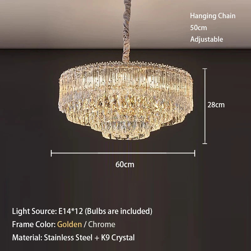 Crystal Rectangle Big Ceiling Lights LED Ceiling Chandelier Living Room Led Lamparas Para Techo Lighting for Lustre Home Decor