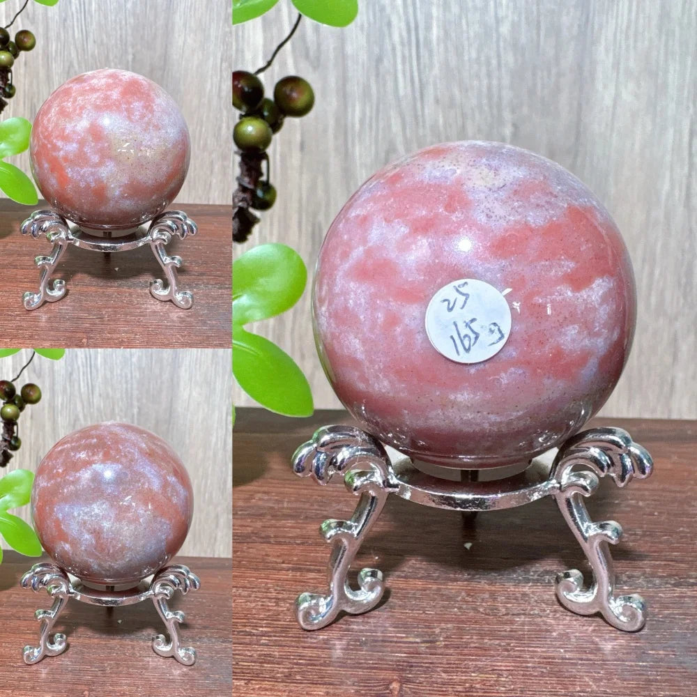1PCS Natural Colourful Ocean Jasper Sphere WIth Druzy And Crack Raw Geode Healing Crystals Reiki Energy Home Decor +Stand