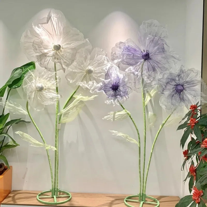 190cm Wedding Decor Props Artificial Flowers Road Lead Flower Silk Yarn Flower Poppy Window Display Garden Decoration Home Decor