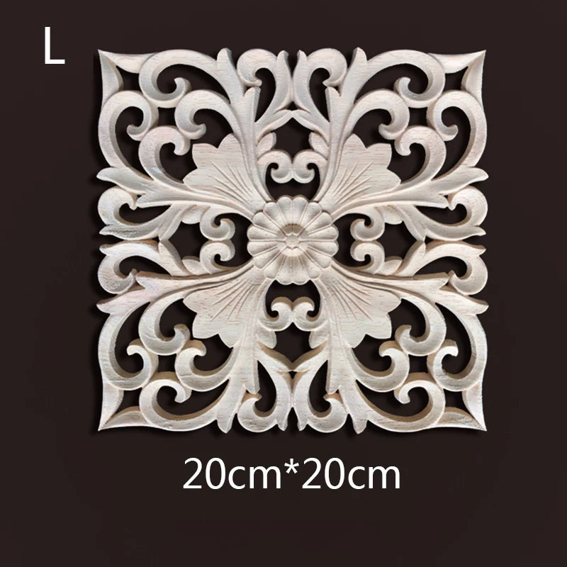 Wood Carving Onlays Appliques Decoration for Home Wood Decals for Furniture Wood Flower Crafting Wood Floral Home Decor Items