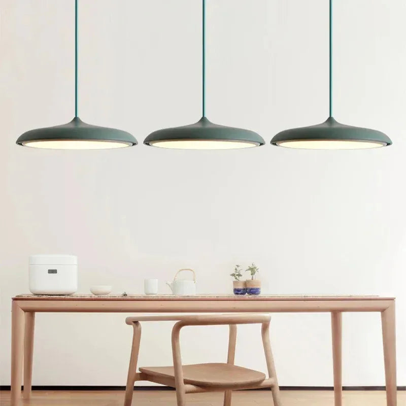 Modern Macaron UFO Led Pendant Lamp Restaurant Kitchen Hotel Table Living Room Round Indoor Chandelier Home Decor Hanging Lamp