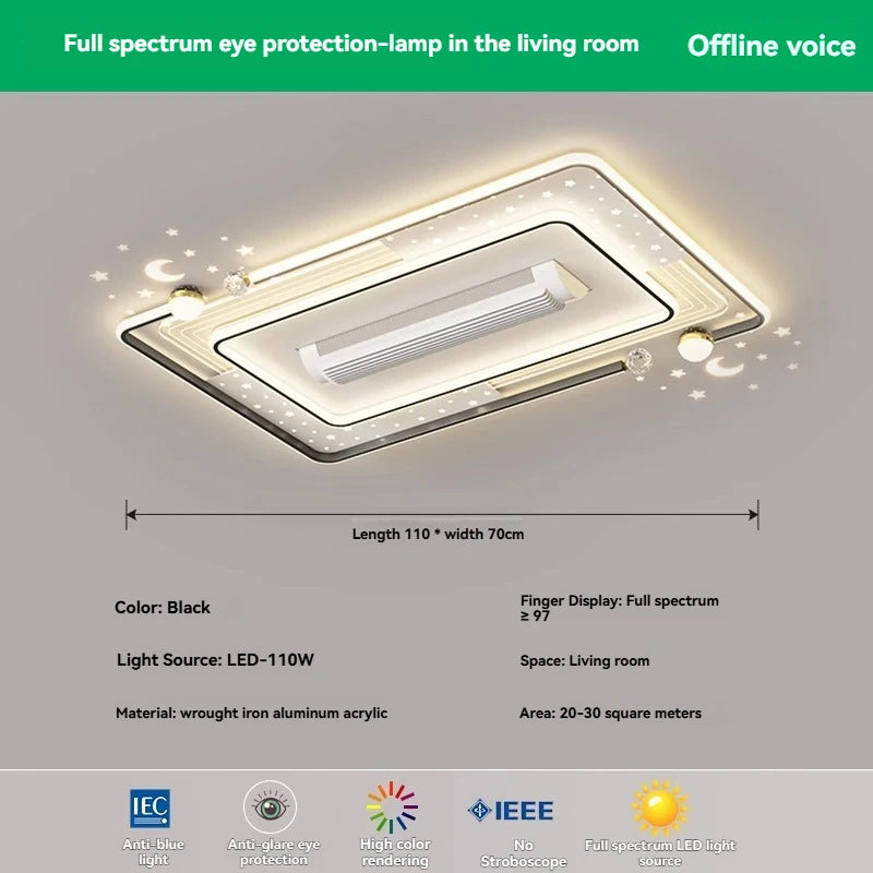 LED Ceiling Fan Light With Remote Control For Living Room Designer Invisible Bladeless  Ceiling Fan Lamp Home Decor Bedroom