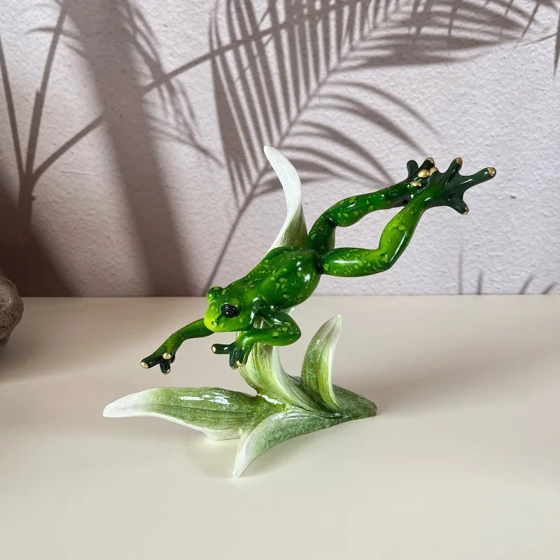 Office Desktop Creative Quirky Lonely Frog Single Birthday Gift Yoga Frog Ornament Home Decor Enchanting Slender Legs Statues