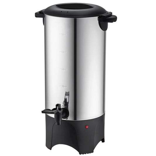 SucceBuy 50 Cups Commercial Coffee Urn Stainless Steel Large Coffee Dispenser 1000W Electric Coffee Maker Urn For Quick Brewing