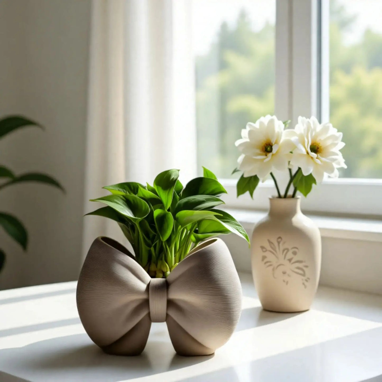 Bowknot Silicone Mold for Concrete Flower Pot DIY Candle Holder Craft Making Tools Home Decor Unique Design Plaster Ornament