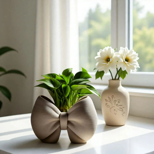 Bowknot Silicone Mold for Concrete Flower Pot DIY Candle Holder Craft Making Tools Home Decor Unique Design Plaster Ornament