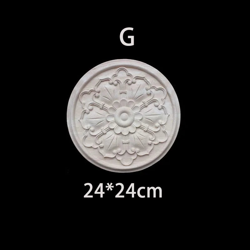 Wood Carving Onlay Applique Figurines Decor Living Room Furniture Decoration Unique Natural Floral Wood Carved Decal Home Decor