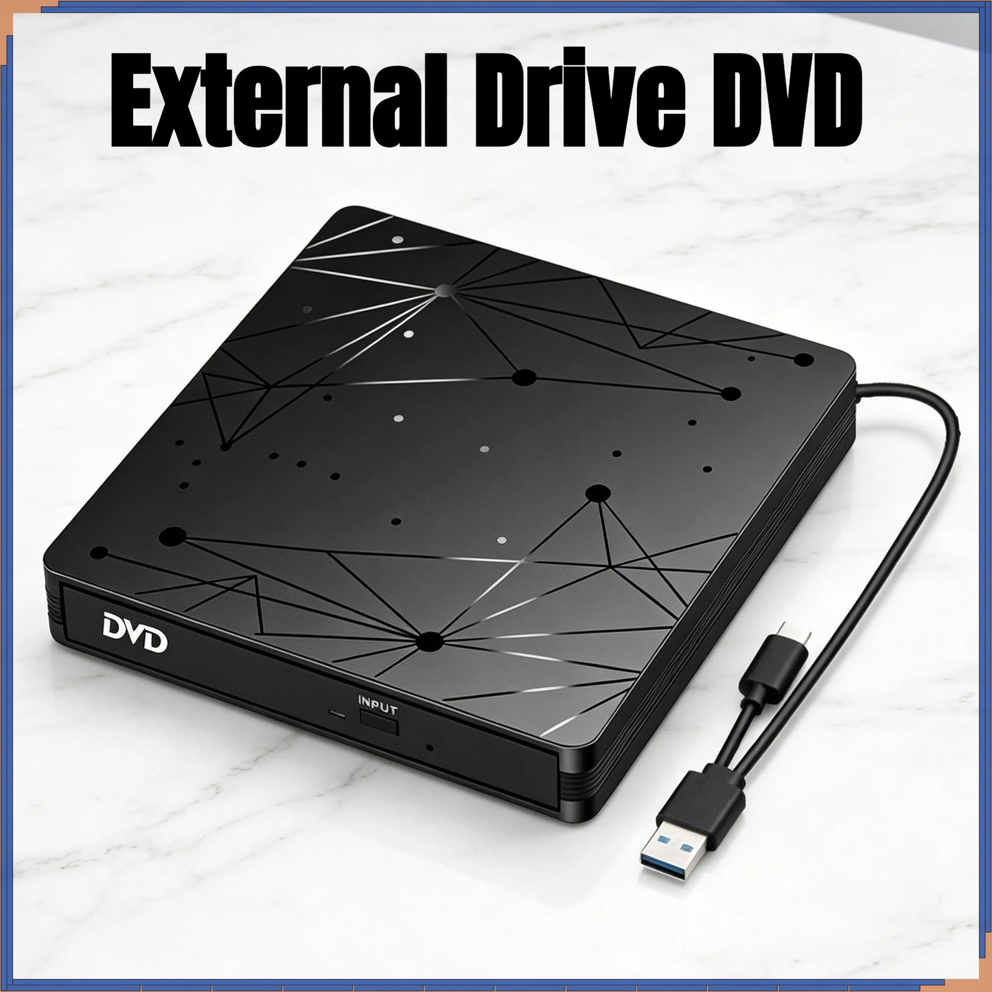 USB3.0 Type-C External 2-In-1 DVD Burner RW CD Slim Optical Drives Reader Player Writer Portable CD-ROM DVD-RW for Laptop PC