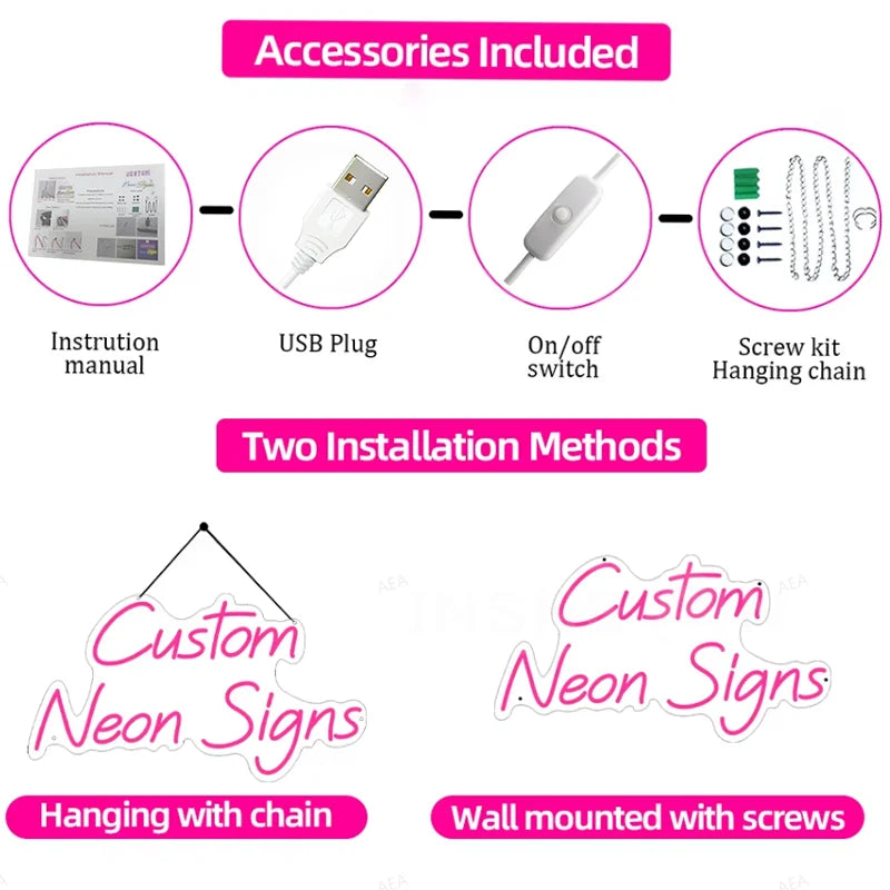 Custom LED Neon Signs Personalized Text USB Pink Night Light Switch Control Nail Salon Beauty Shop Home Decor Neon Wall Decor