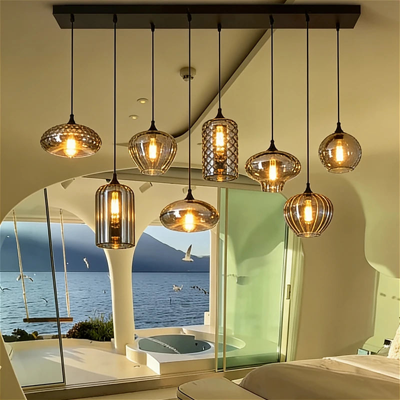 LED Pendant Light Modern High-end Restaurant Cup Transparent Glass for Living Room Chandelier Bedroom Home Decor Art Lamp Design