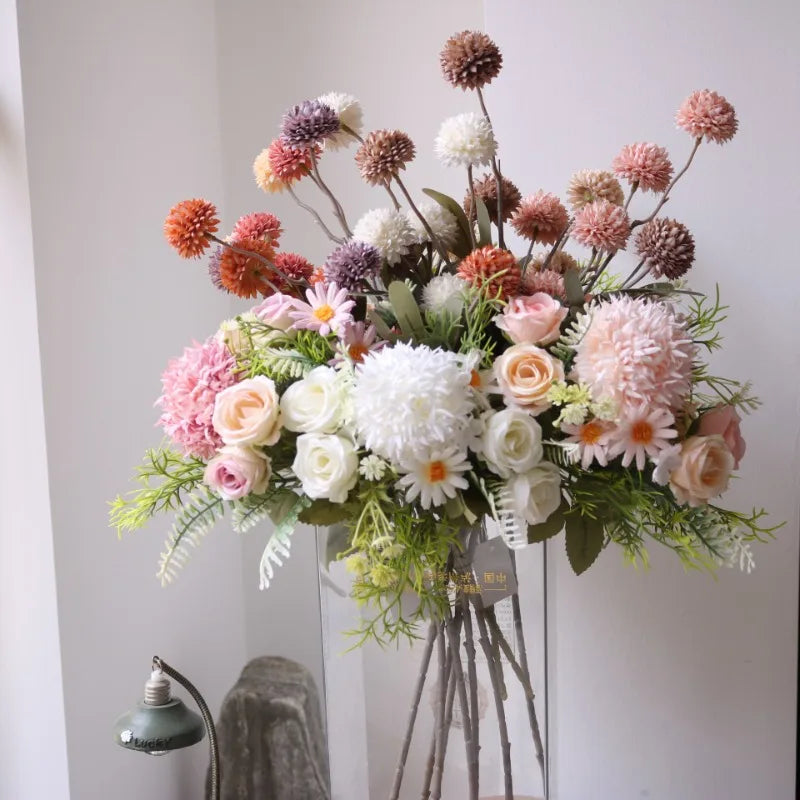 1PC Artificial Flowers Wedding Decor Props Bedroom Decoration Bridal Bouquet Garden Fake Silk Roses Hydrangeas Daisy Home Decor