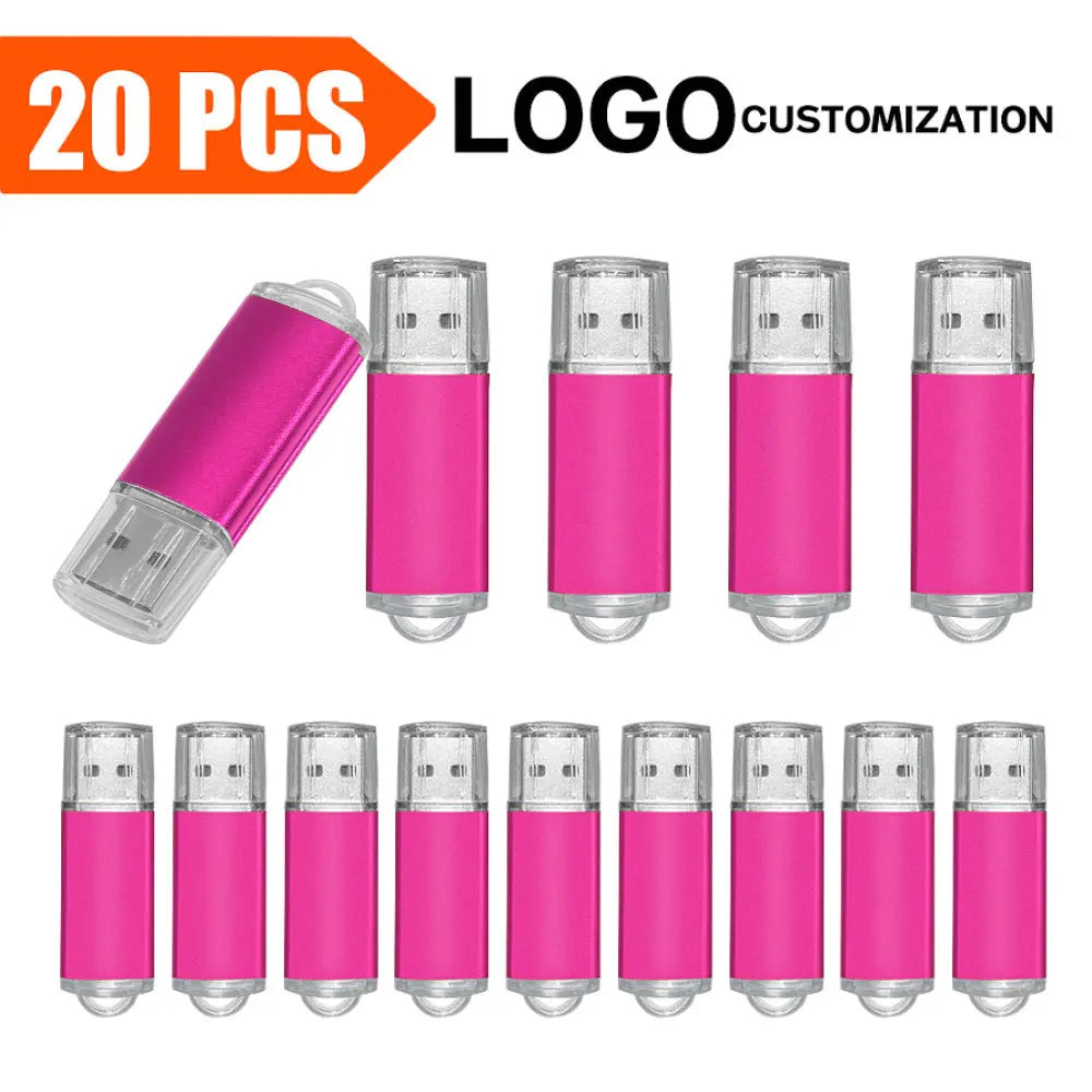 Free Custom Logo 20PCS/lot Pen Drive 8GB 4GB 2GB 1GB USB Flash Drive 16GB Flash Disk 128MB 256MB 512MB Memory Flash Disk 2.0