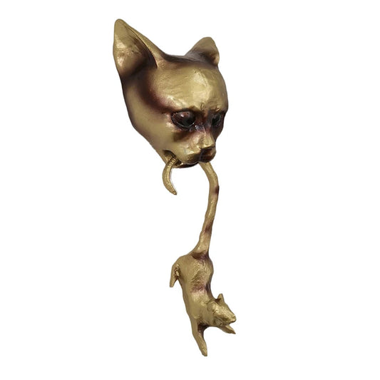 Wall Hanging Door Knocker Statue Cat Mouse Resin Vintage Door Knocker Garden Courtyard Doorbell Mounted Pile Outdoor Home Decor